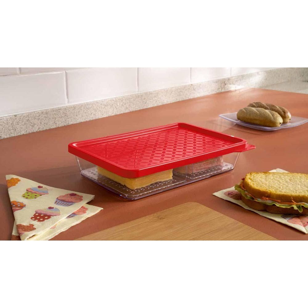 Organizador Porta Frios UZ Duplo Vermelho 5,1x18,0x27,4cm