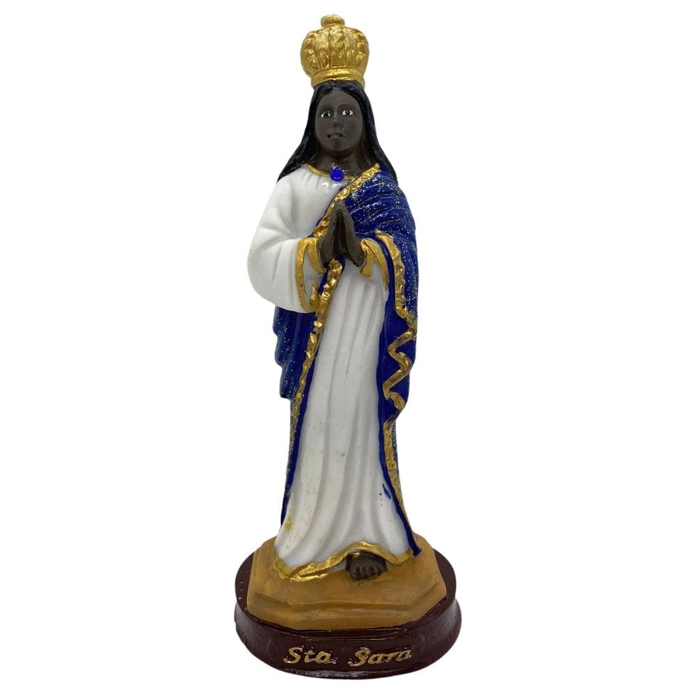 Escultura Santa Sara Kali Manto Azul15,5 Cm Em Resina