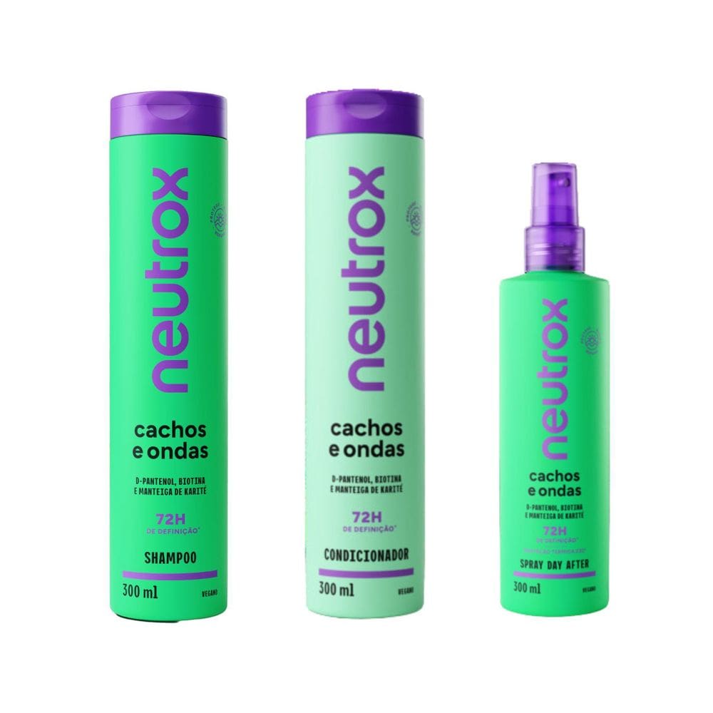 Kit Neutrox Cachos Ondas Cond 300Ml+Sh 300Ml+Spray 300Ml