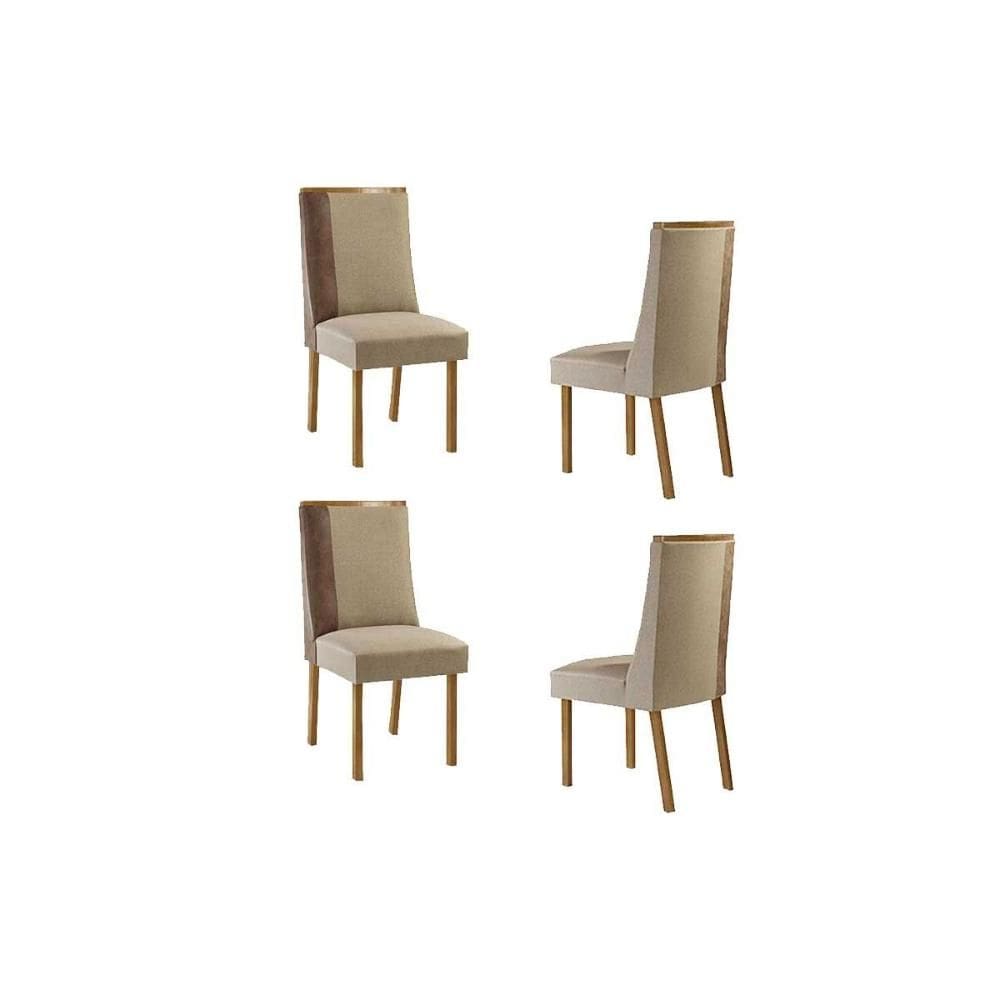 Cadeira Sala de Jantar Tilia Kit 4 Un Madeira Capuccino/Suede Creme/Corano Capuccino - Rufato