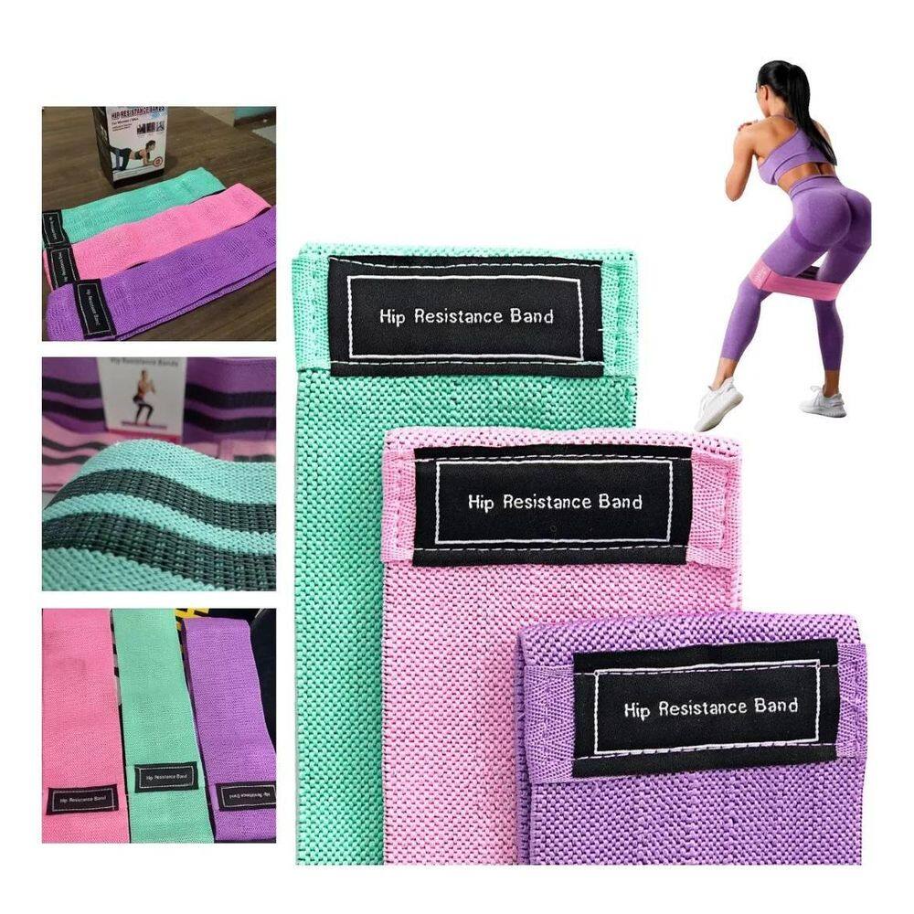 Kit 3 Faixas Elásticas Exercícios Pilates Yoga Musculação