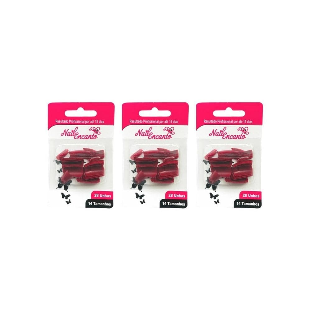 Unhas Postiças Fhaces Nail Encanto Colors Bordo 28Un- 3Un