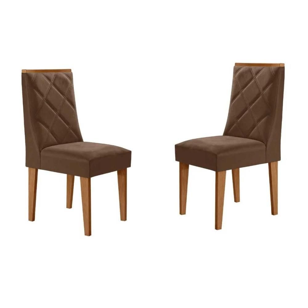 Cadeira Sala de Jantar Pietá Kit 2 Un Naturalle/Suede Marrom - Rufato