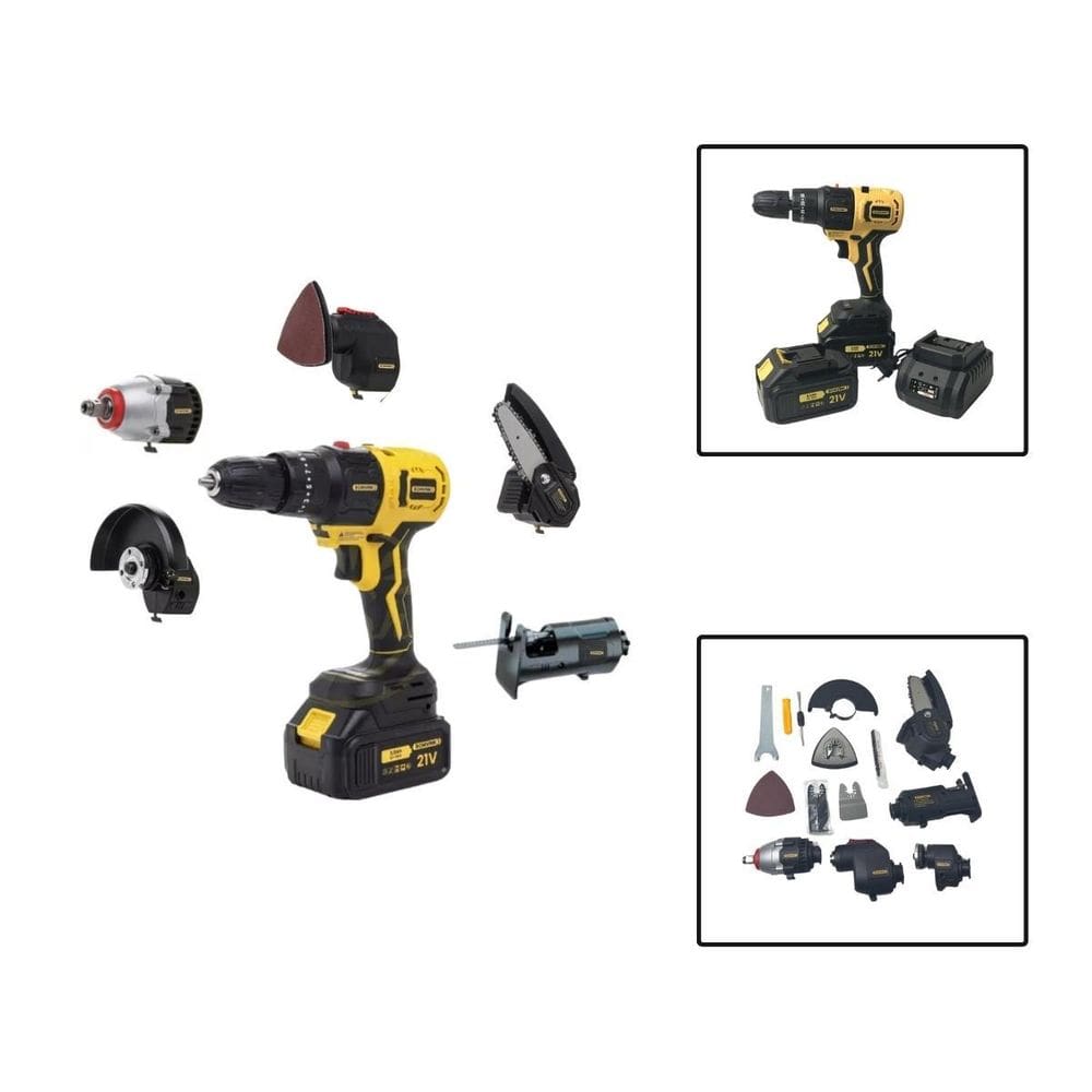 Kit Parafusadeira 6 Em 1 Multifuncional Motoserra 2 Baterias