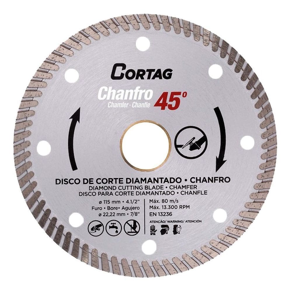 Disco Corte Diamantado Para Chanfro 45º 115Mm Turbo Cortag