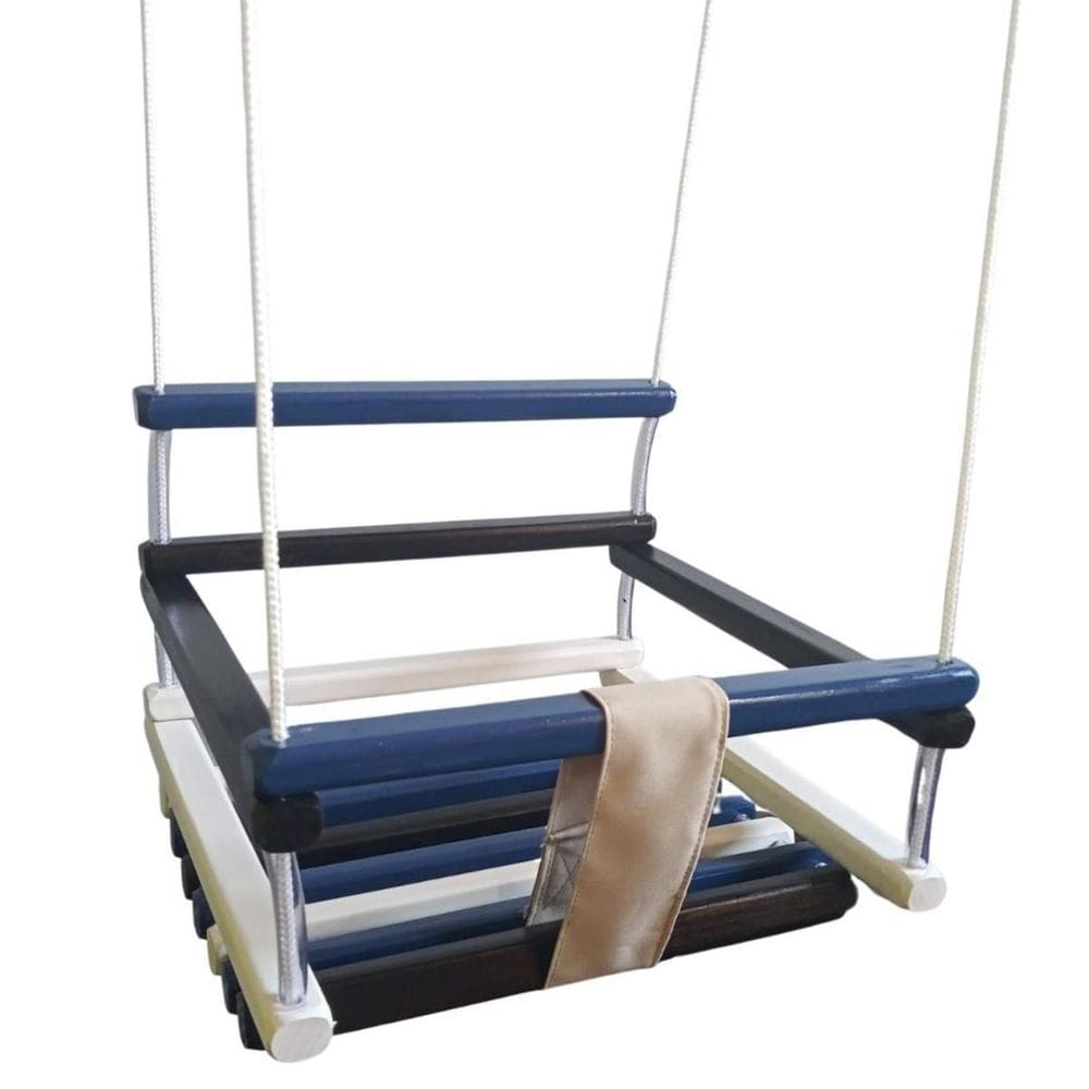 Balanço Gangorra Infantil Madeira 40X35 Azul Suporta 80Kg