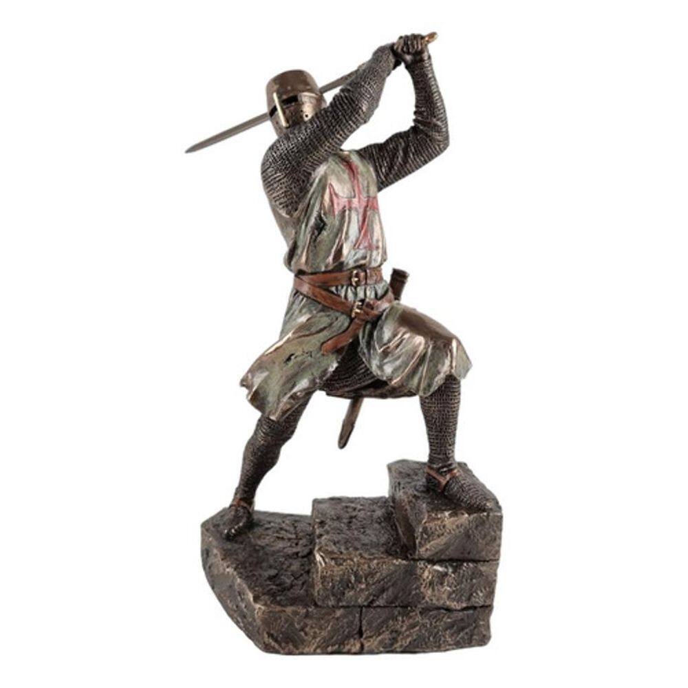 Estátua Guerreiro Templário Das Cruzadas Resina Fundida 30Cm