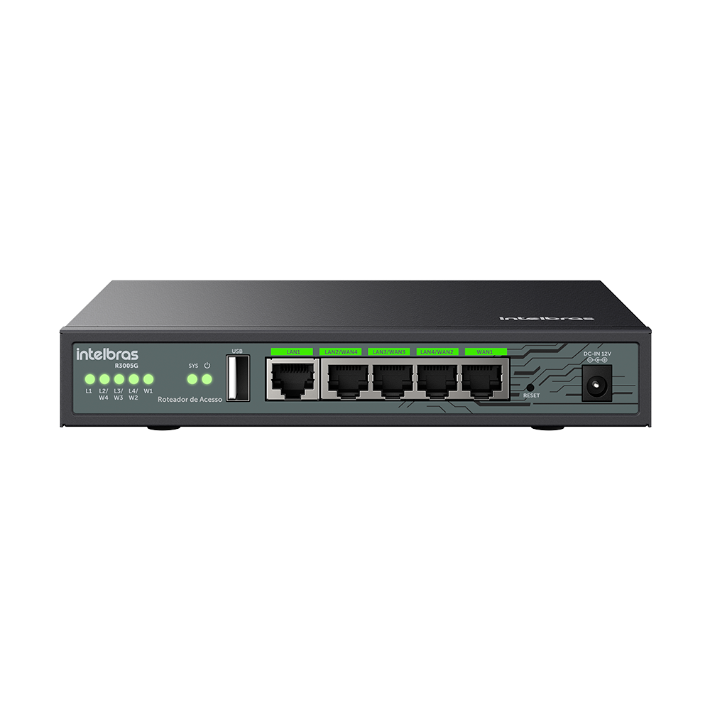 Roteador Acesso 5 Portas Rj45 4Wan/1Lan/1Usb R3005g