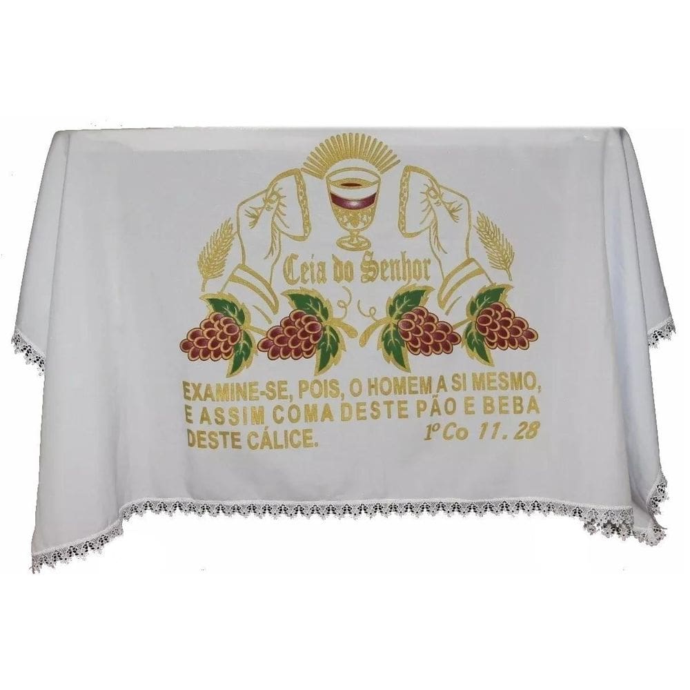 Toalha Forro De Decoração Para Santa Ceia Branca 150X170Cm