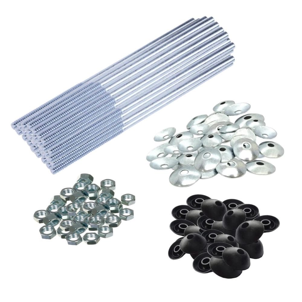 Kit 10 Haste Reta Telha 1/4`` X 200Mm Com Porca E Arruelas