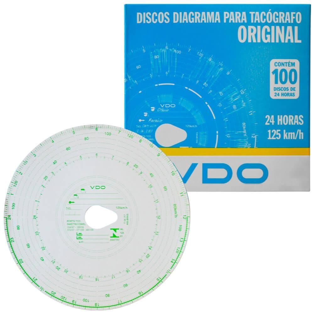 1 Caixa Disco Tacógrafo Diário 125Km 100 un Vdo