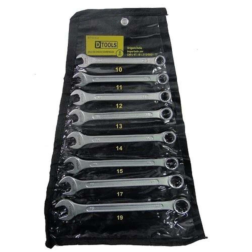 Jogo De Chave Combinada 10 A 19mm (8 Peças) - Aço Carbono - Dtools