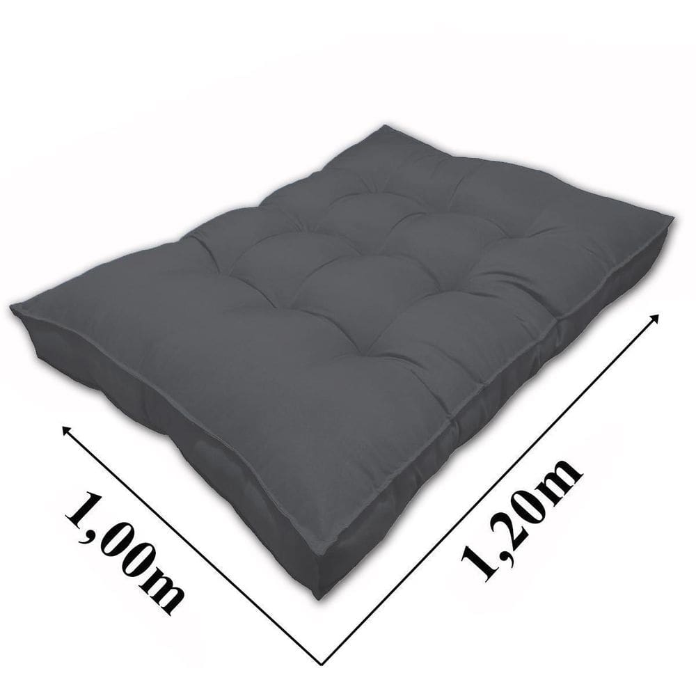 Almofada Futon Alto Oxford 120X100 Pallet Gigante Cinza