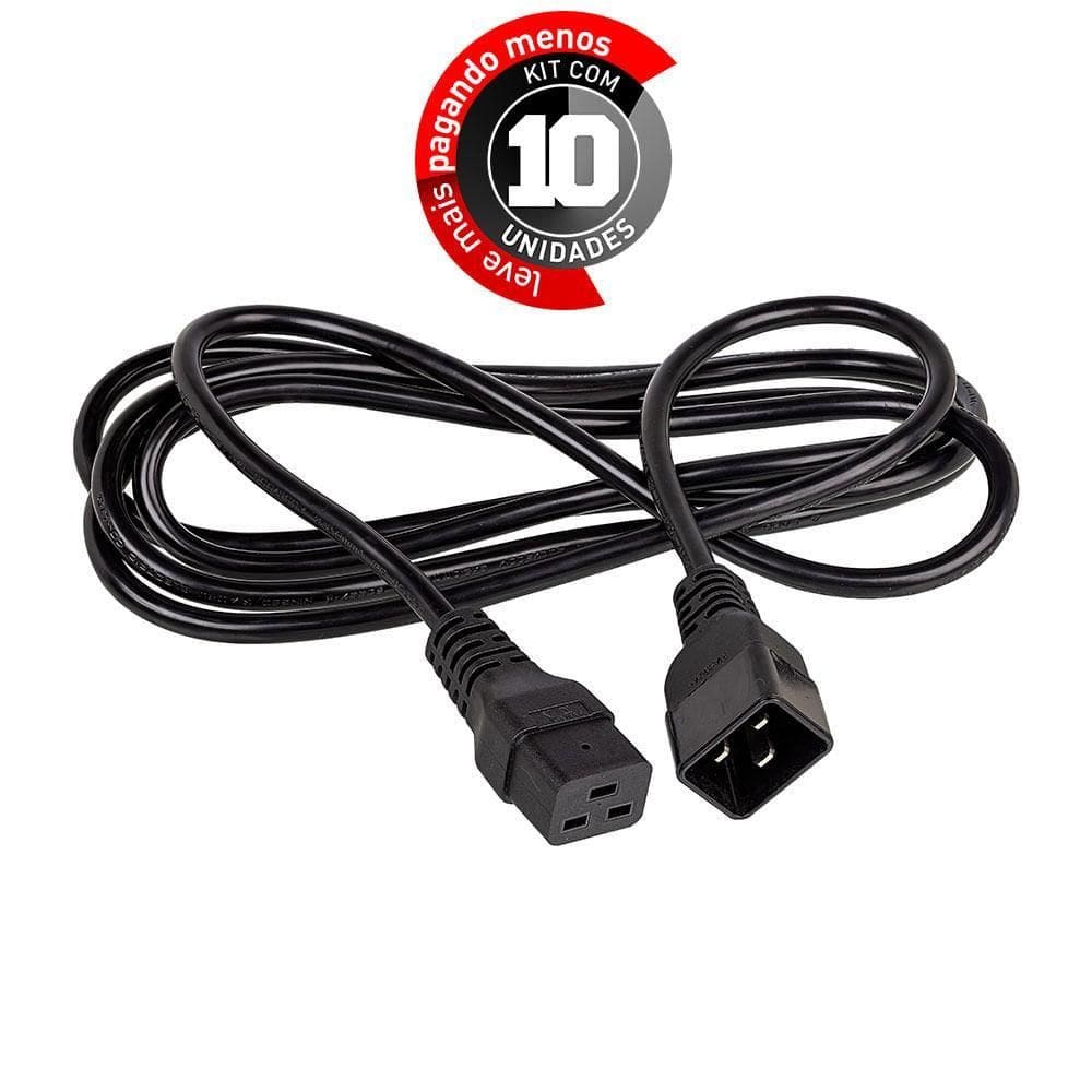 Extensão De Cabo De Força Iec C20/C19, 3 Mt - Kit 10