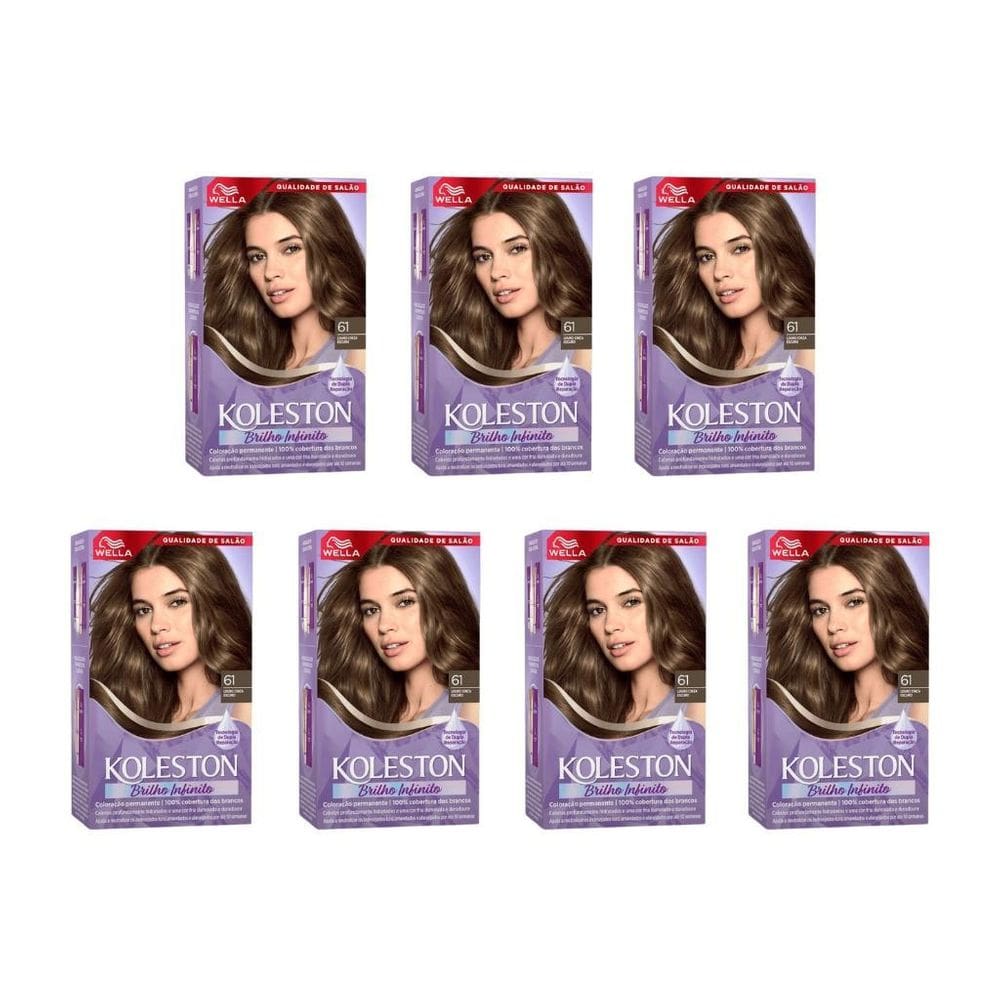 Coloraçao Koleston 61 Louro Cinza Escuro-Kit C/7Un