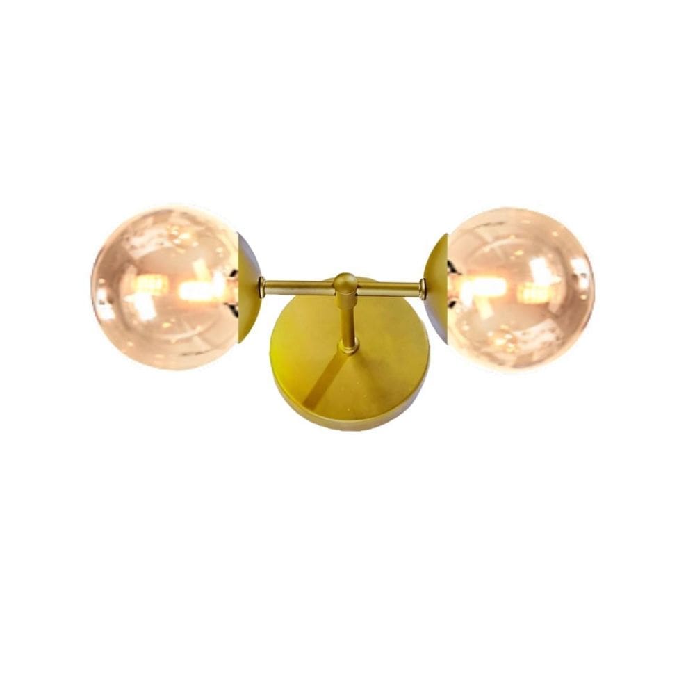 Arandela Moderna Jabuticaba Dourada 2 Globos Bola De Vidro T