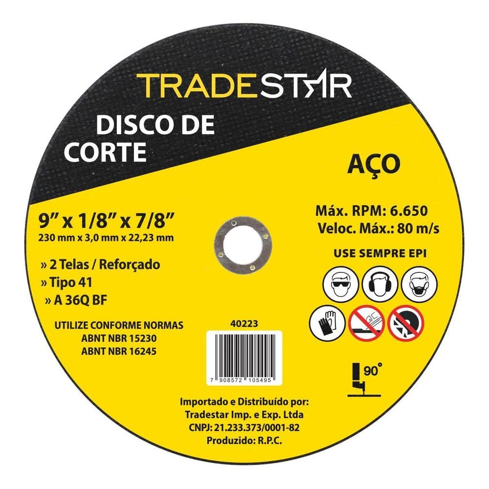 Disco De Corte Metal 9 230X3,0 Mm Furo 22/23 Mm