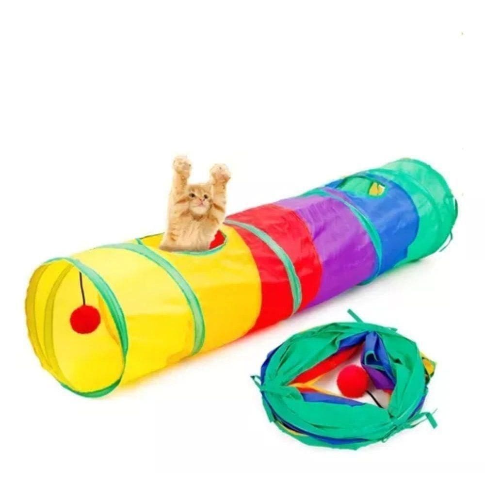 Túnel Reto Para Gato Labirinto Interativo Brinquedo Pet