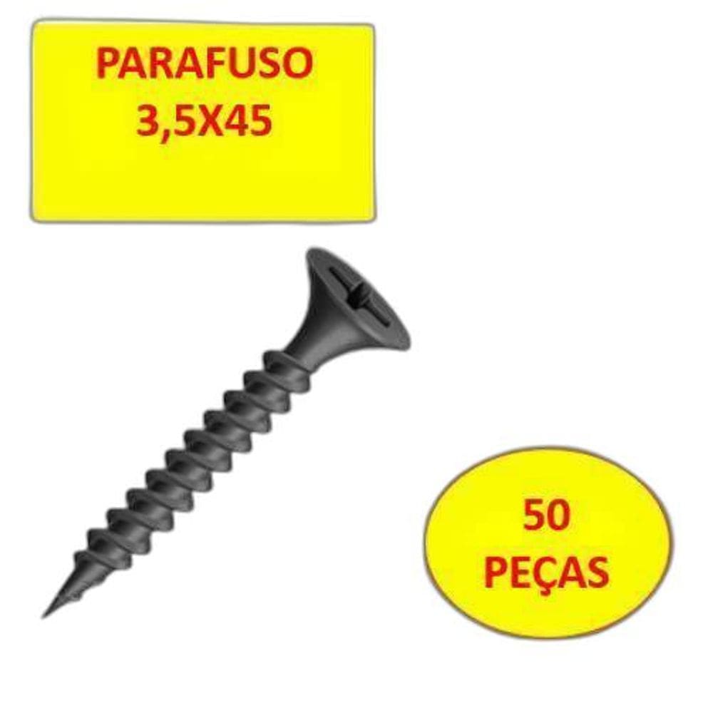 Parafusos Drywall Ponta Agulha 3,5X45 Cab/ Trobeta 50 Pçs
