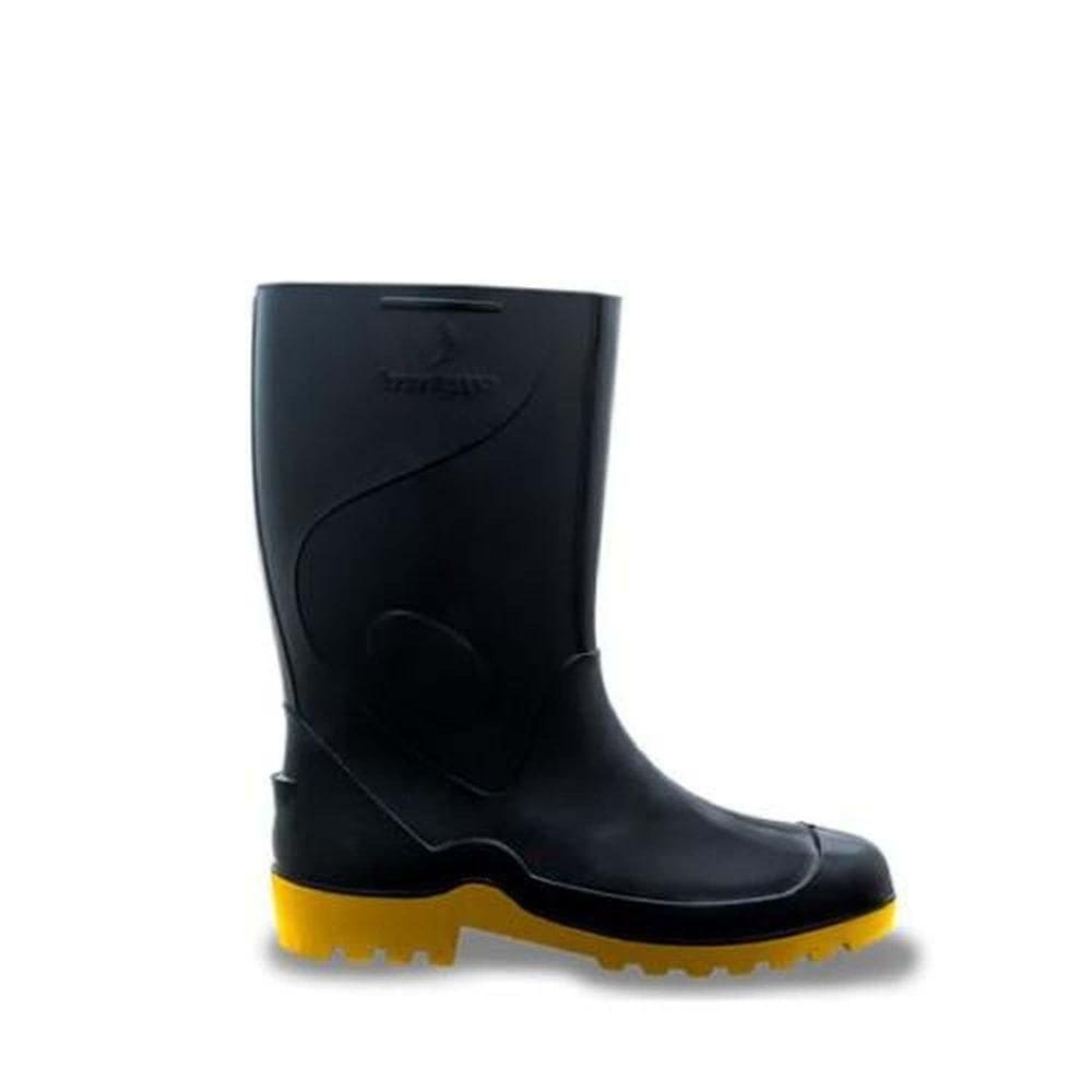 Bota Impermeável Pvc Preto/amarelo Nº36/37 - Cano Médio 28cm - Solado Antiderrapante