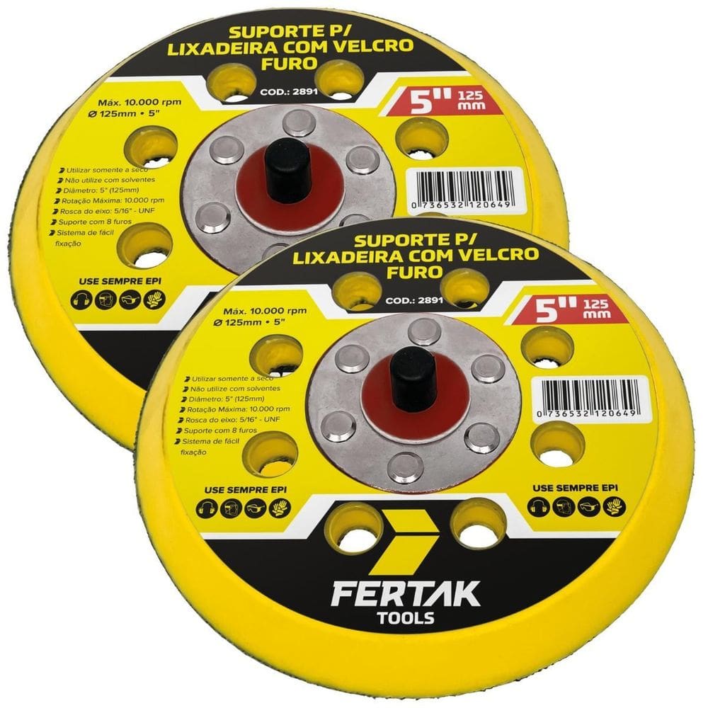 Suporte Para Disco De Lixa Aderente 125Mm 8 Furos 02 Un