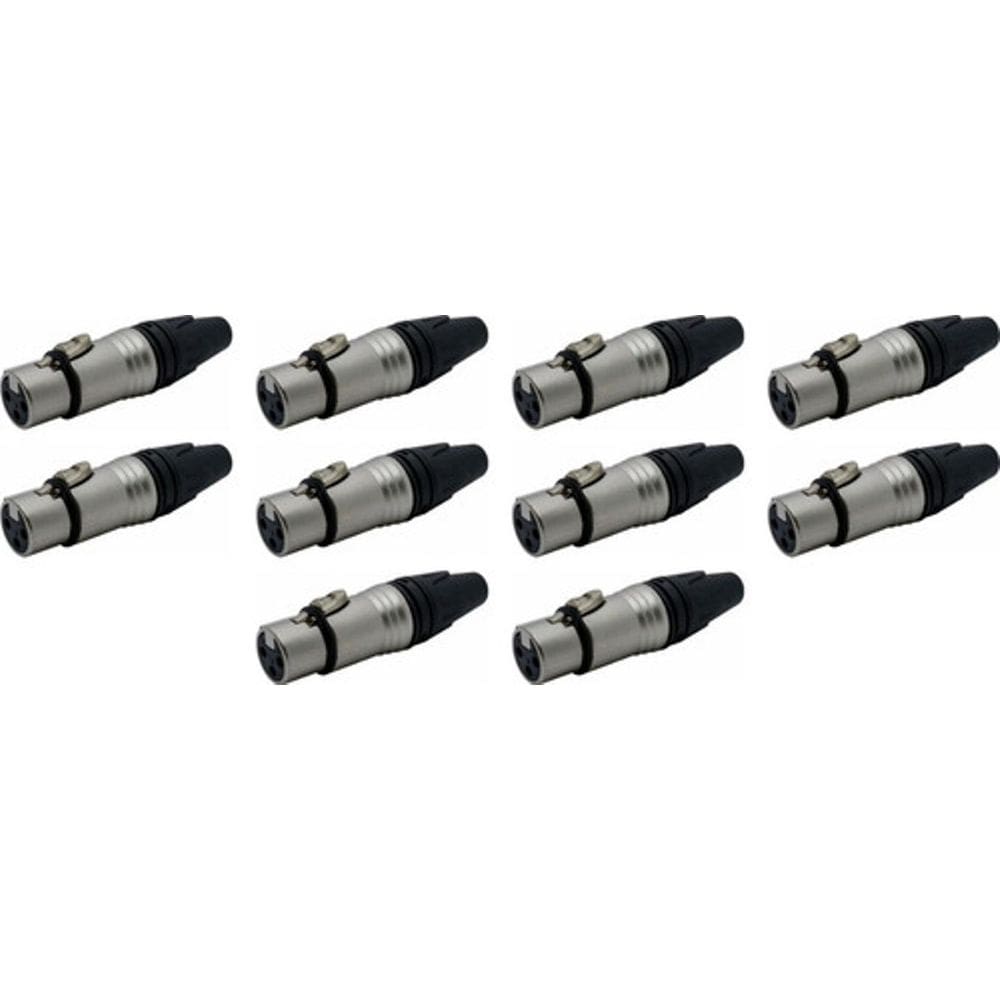 Kit 10 Conector Xlr Canon Femea Tipo Neutrik Preto -283 Csr