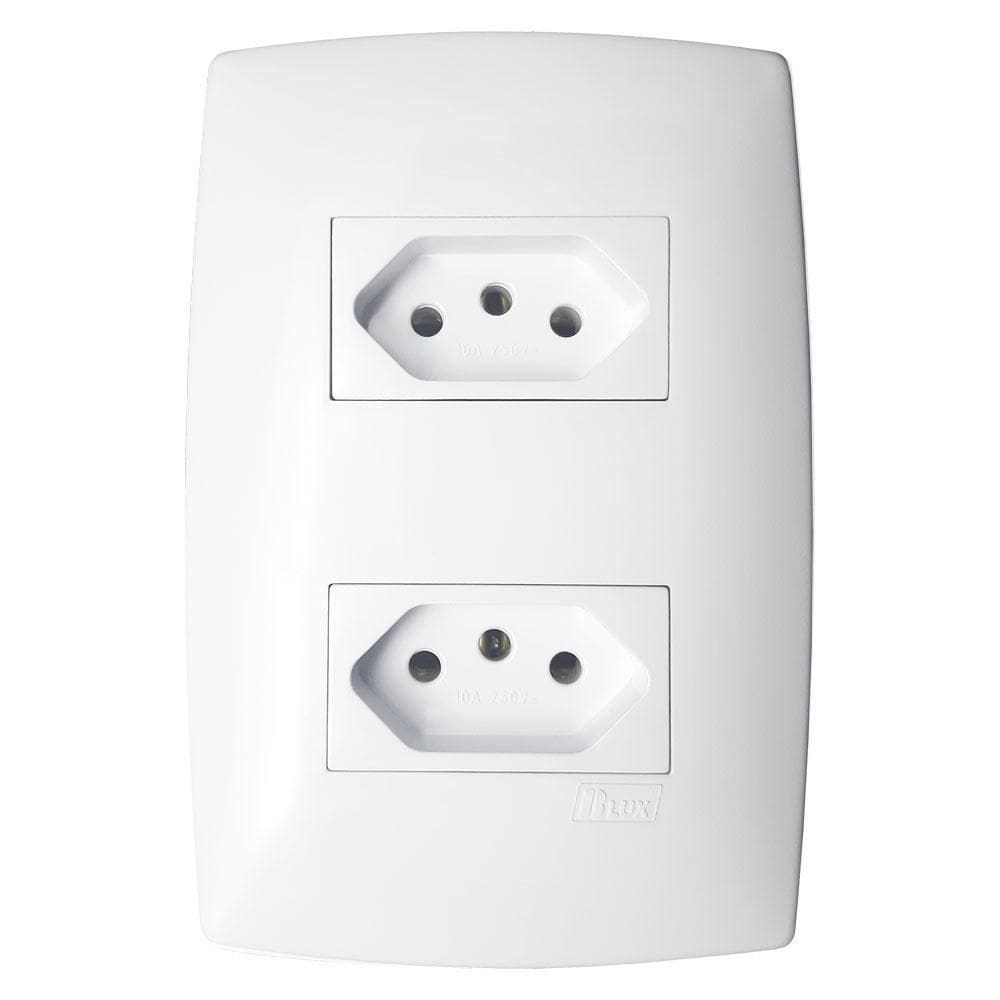Blux Home Tomada Dupla 10A Com Placa 2X4