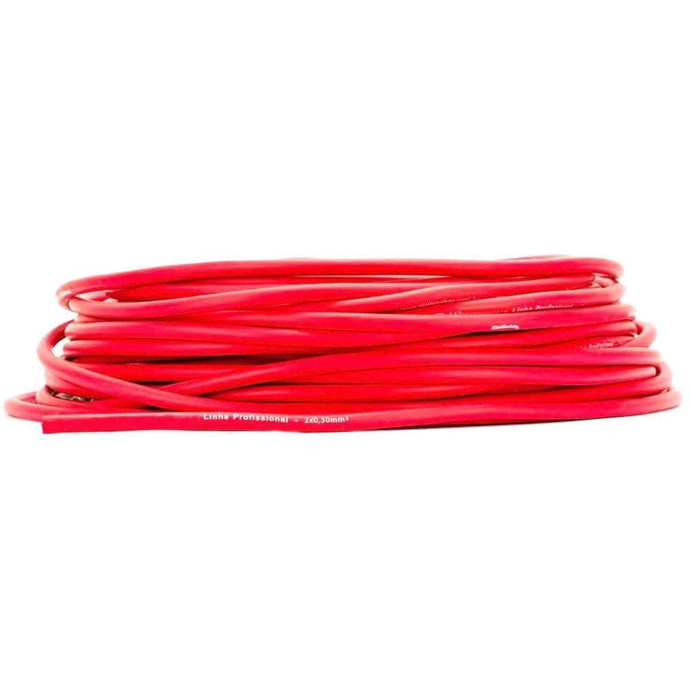 Cabo Microfone Linha Profissional 2X0,30Mm, Vermelho, 40M