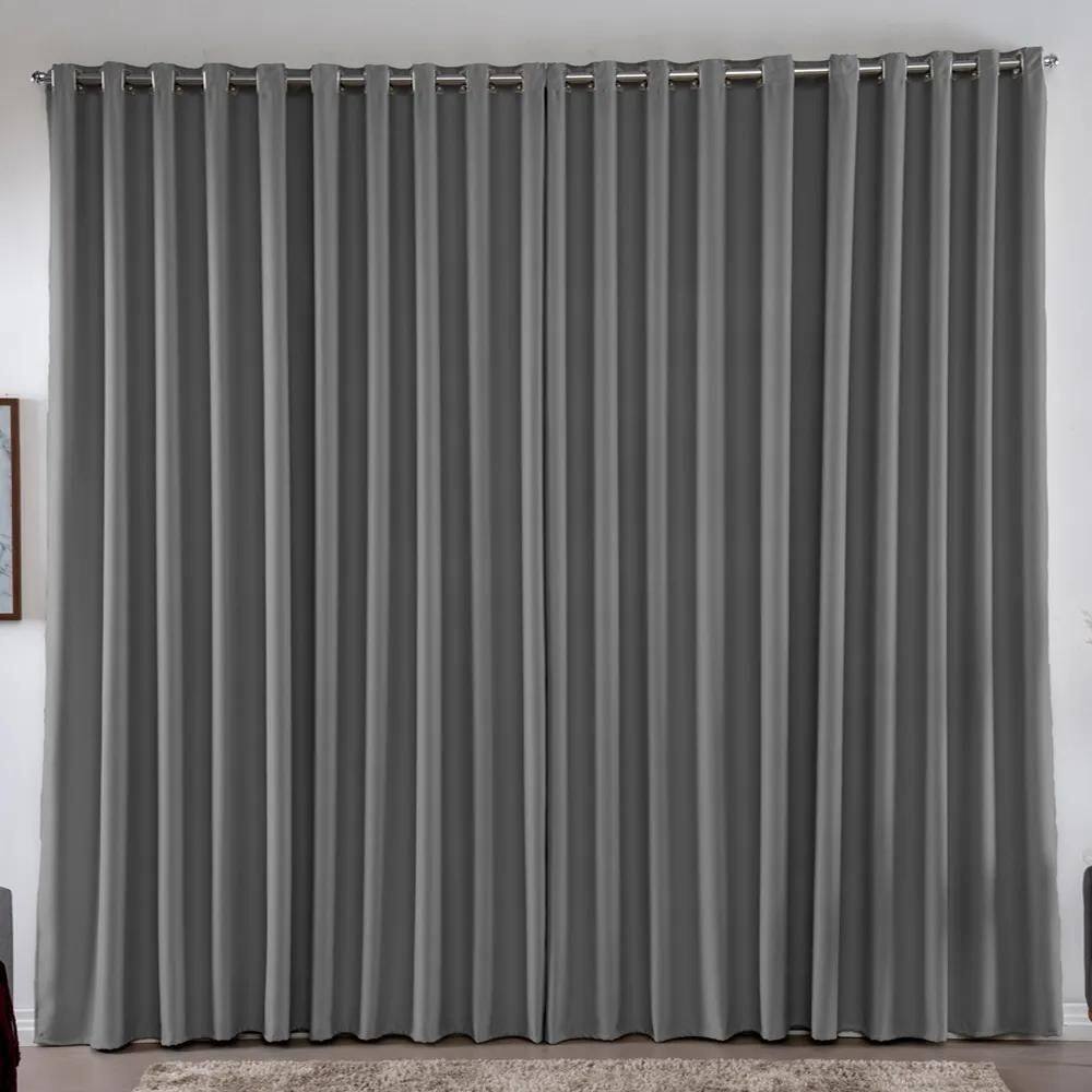 Cortina 2,00X1,80 Metros Blackout Blecaute Cinza Corta Luz E