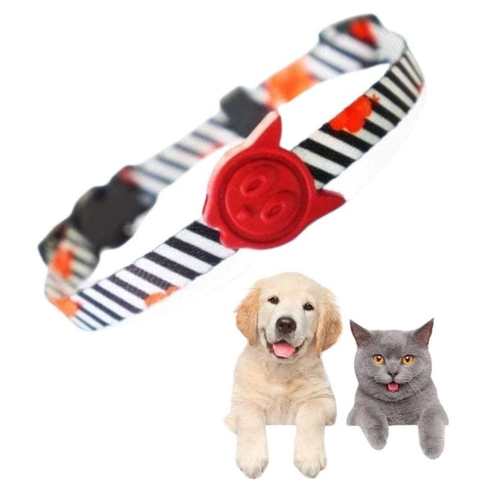 Coleira Gato e Cachorro Regulável até 40cm Guia Listrada Pet