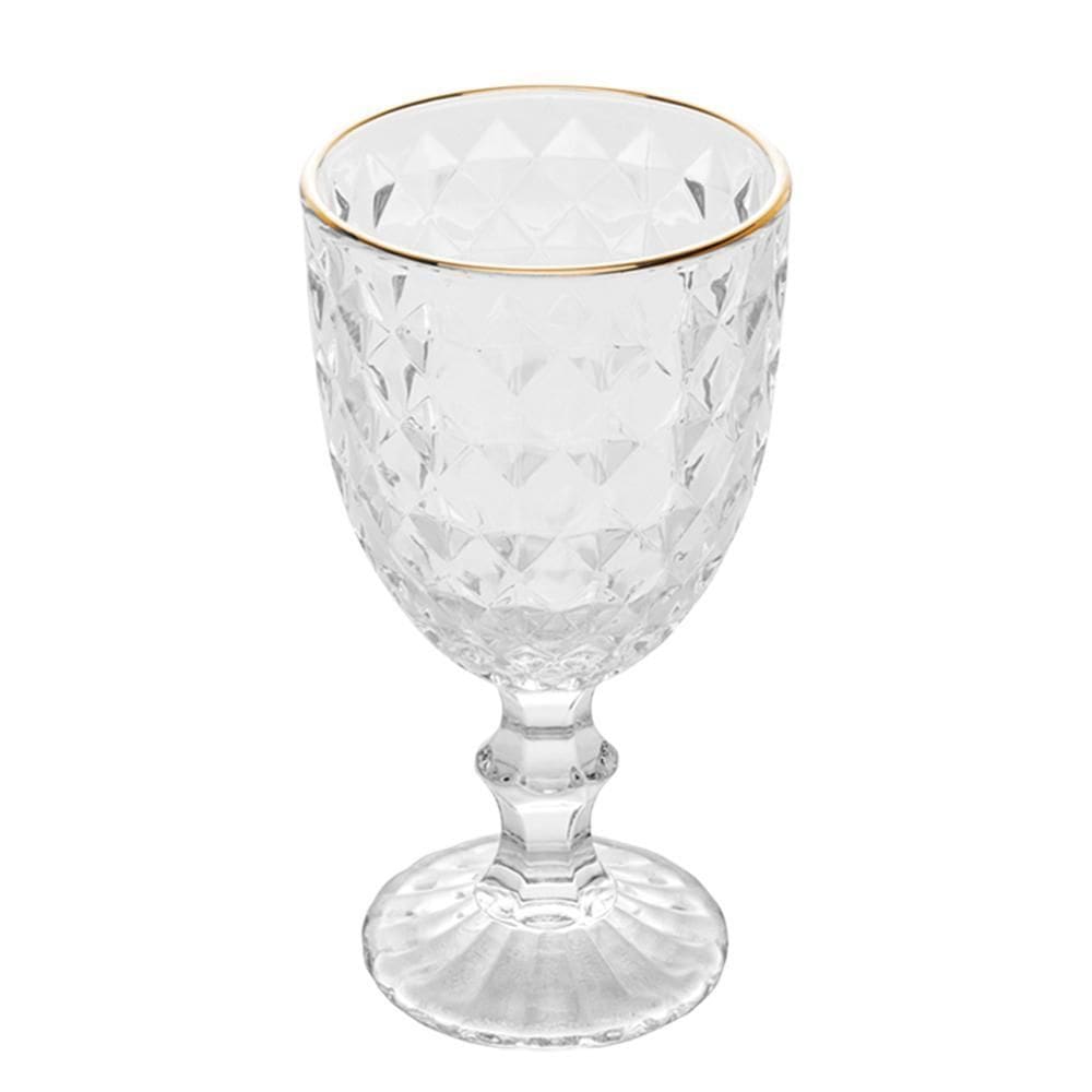 Taça Para Água Com Fio De Ouro Roman 345Ml Vidro