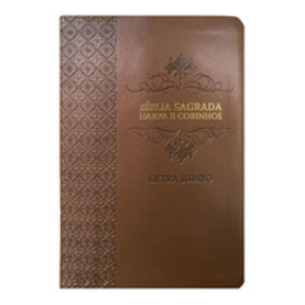 Bíblia jumbo arc full color capa pu luxo c/ harpa - Arabesco marrom