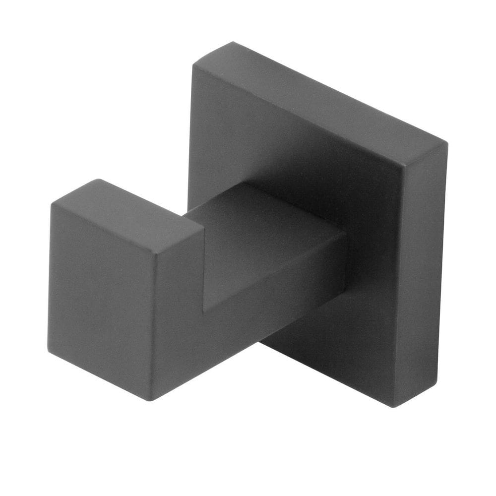 Porta Toalha Cabide Para Banheiro Quadrado Preto/Black Metal