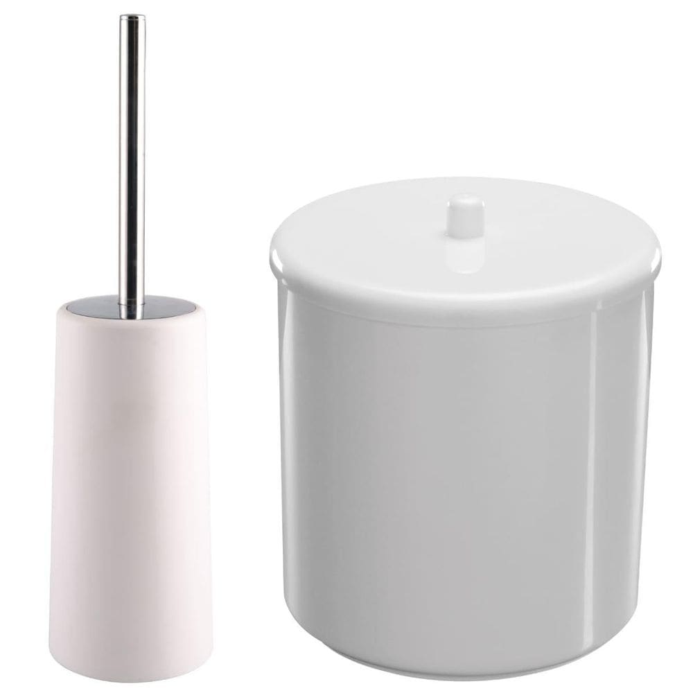 Lixeira 6L Redondo Com Tampa + Escova Sanitária Com Suporte