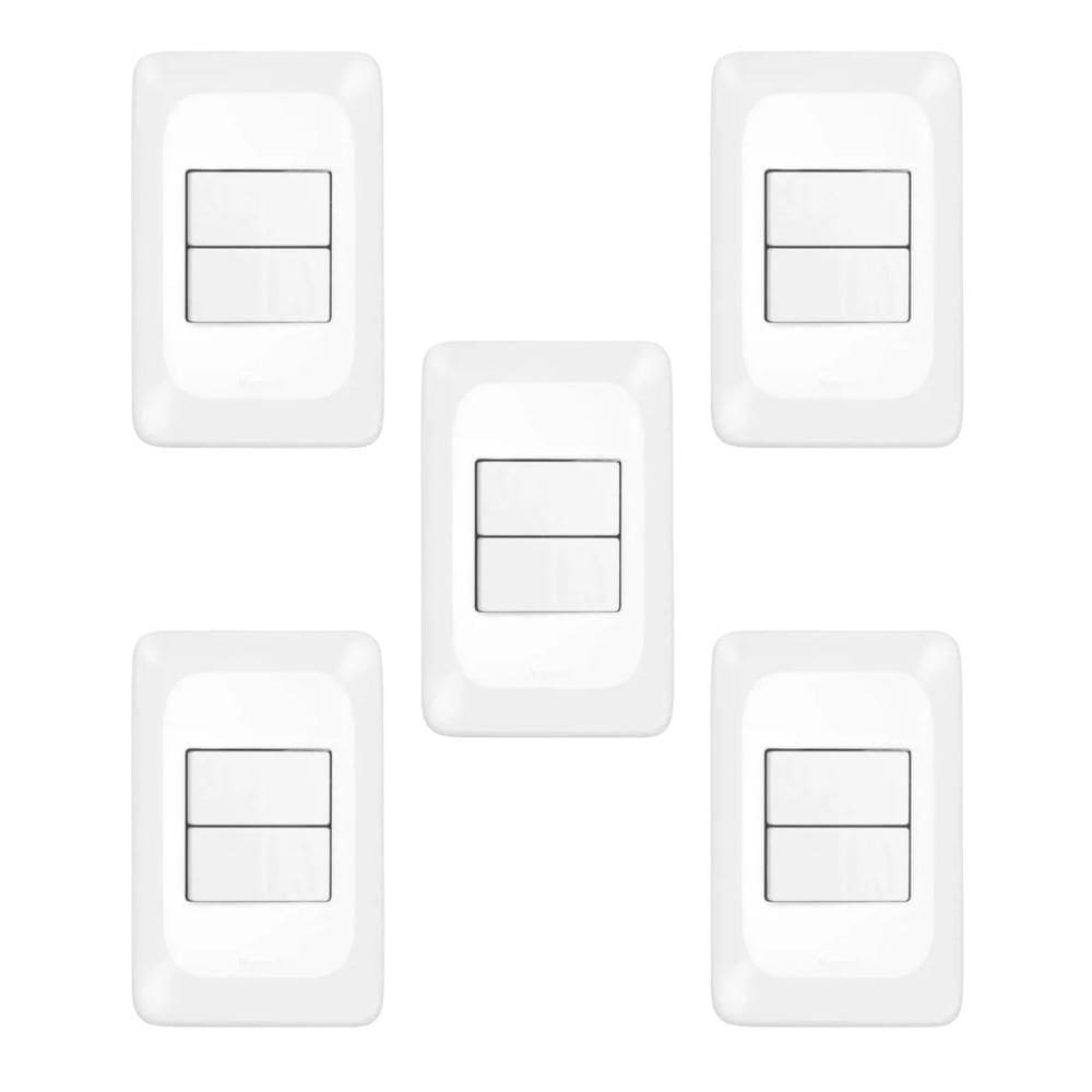 Kit 5 Conjuntos 2 Interruptores Simples 4X2 Pial Pop Lgx101