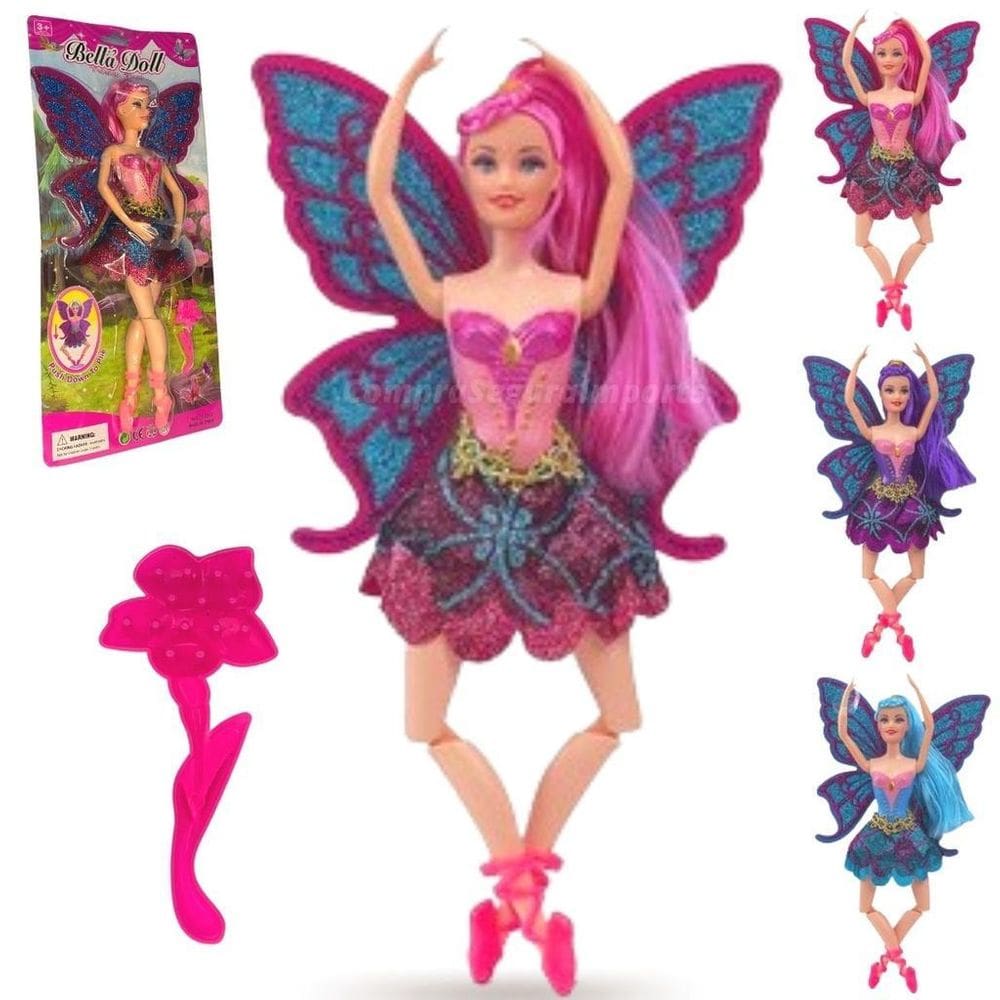 Boneca Bailarina Fada Com Aza Luz E Acessorio Promoçao