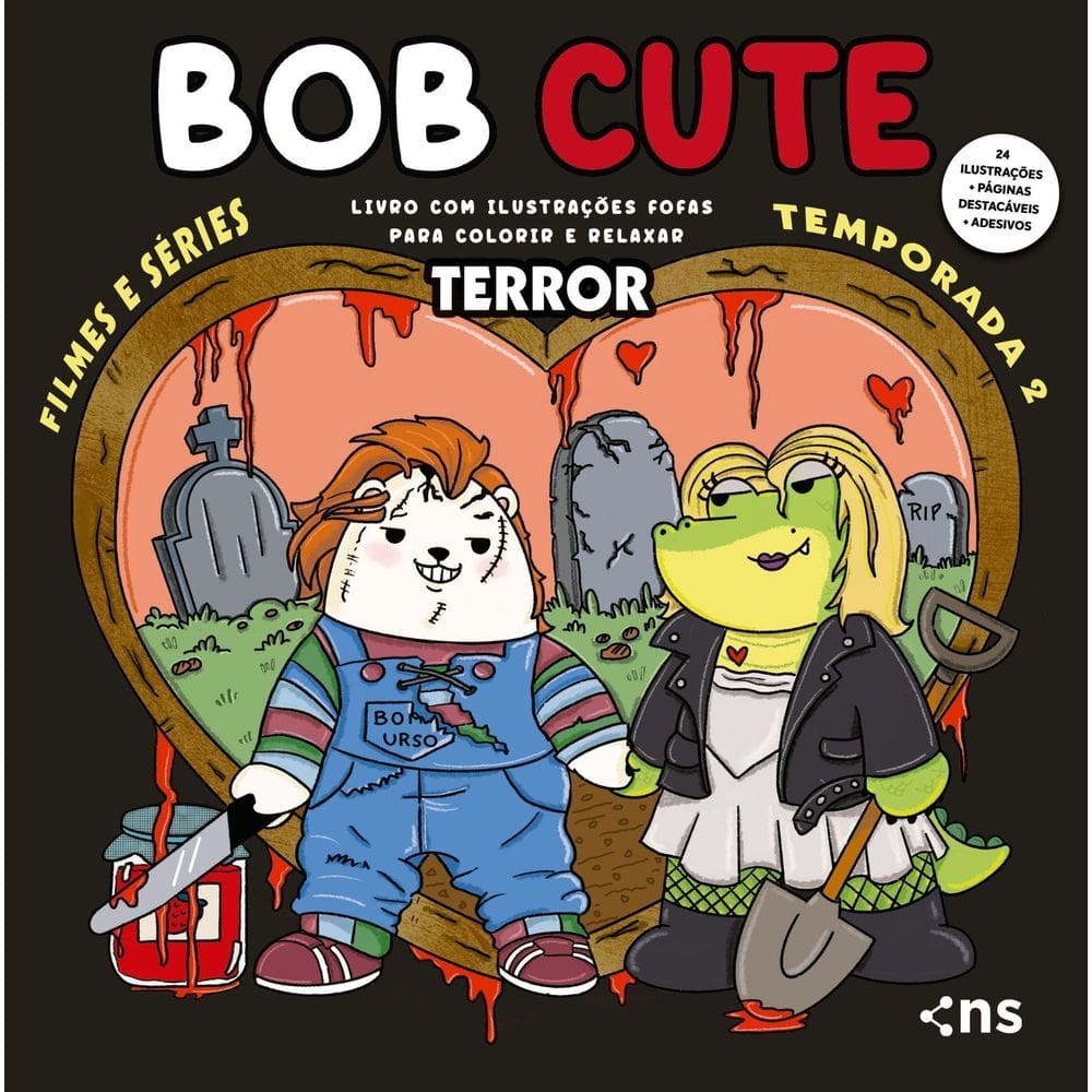 Bob Cute – Filmes E Series Terror - Livro Com Ilustrações Fofas E autênticos Para Pintar, Páginas Des