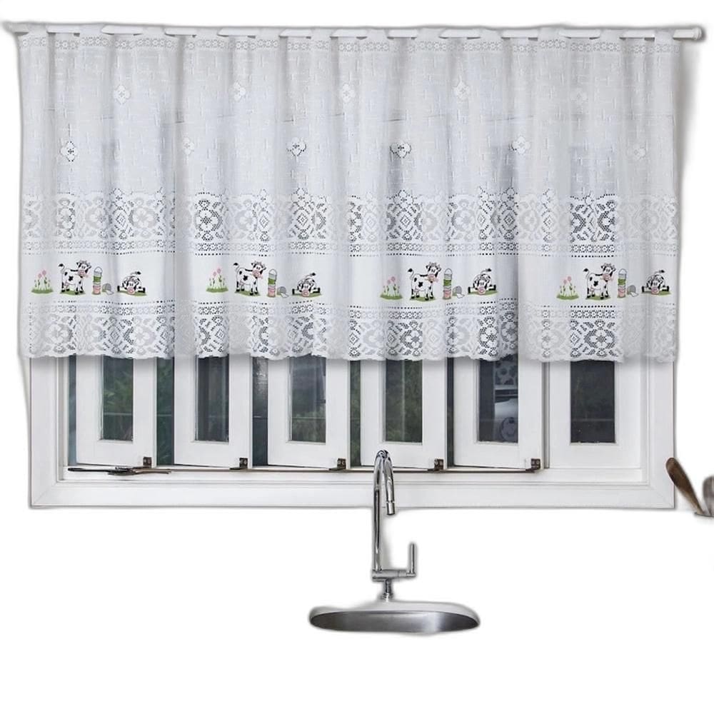 Cortina Vitro Renda Branca Vaquinha 2,00Larg X0,80 Alt