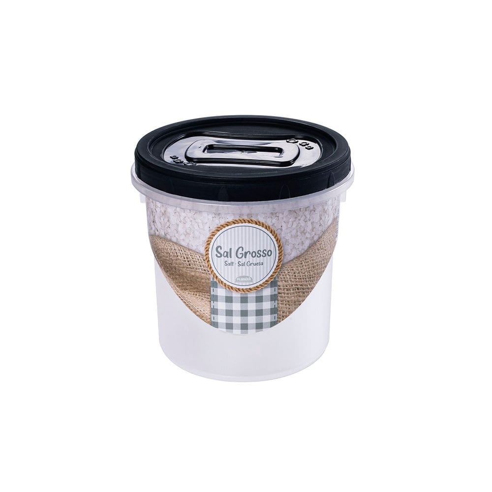 Pote de Sal Grosso Porta Mantimentos Tampa Rosca Preto 1,8L