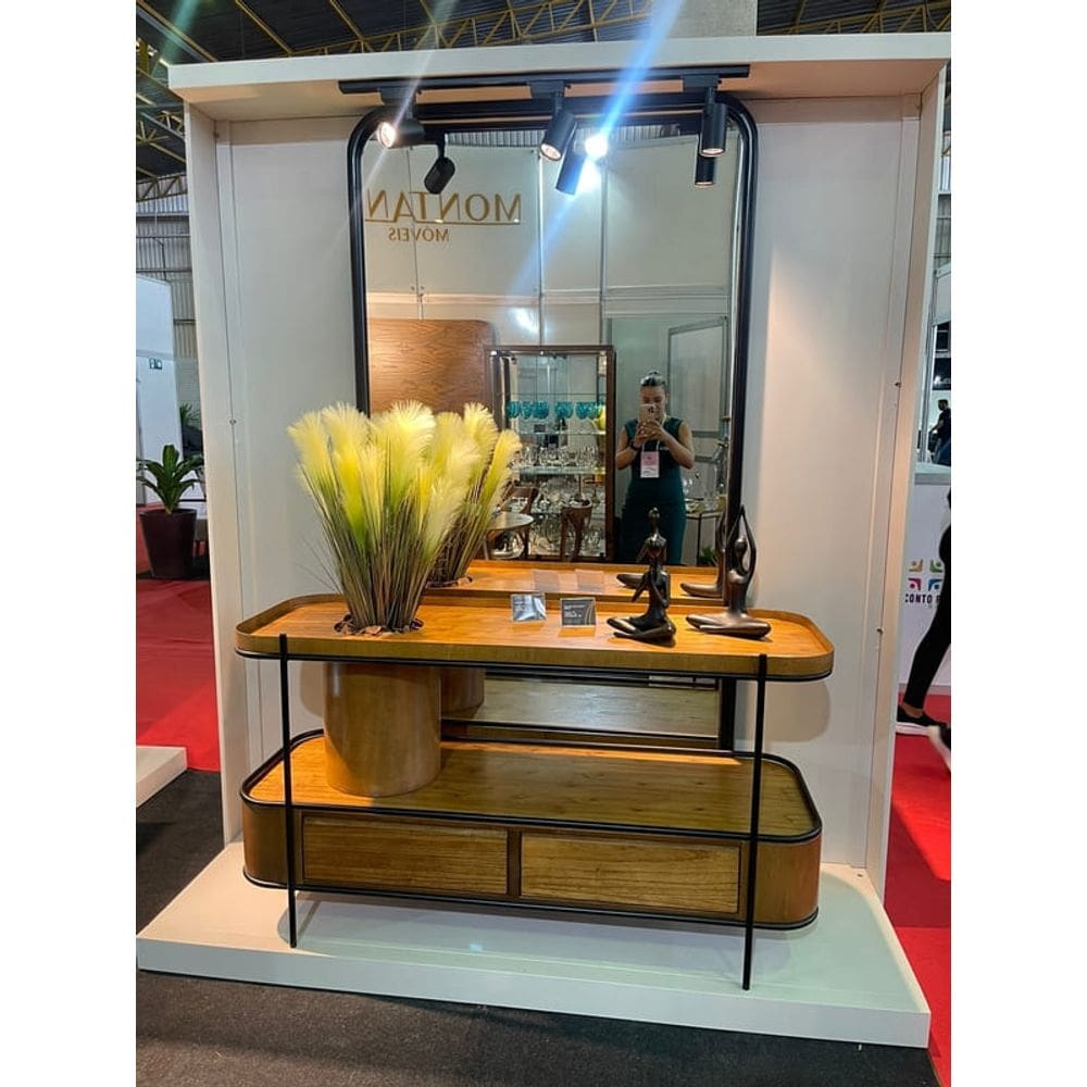 Aparador Cachepô 2 Gavetas Sala de Estar Versátil Montanhês