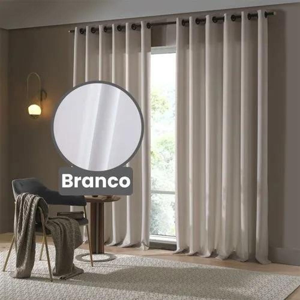 Cortina Rustica Oxford 4,2 X 2,5 - Bella Janela Branco