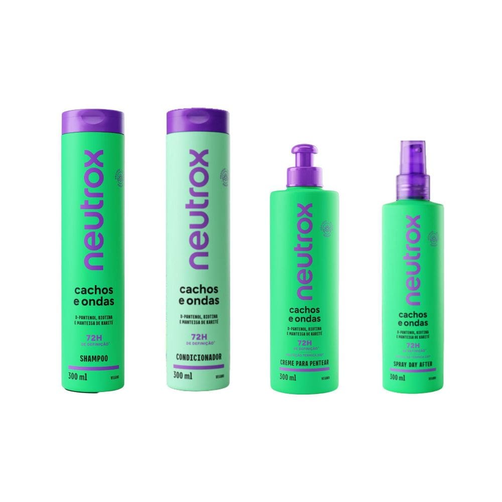 Kit Neutrox Cachos Ondas Cond+Sh+Cr Pentear+Spray 300Ml