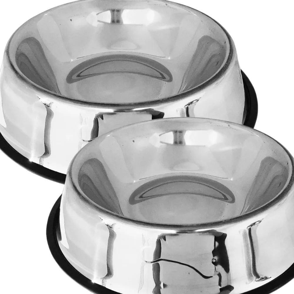 Tigela Pote 900Ml Cachorro Grande 2 Unidades Comedouro Inox