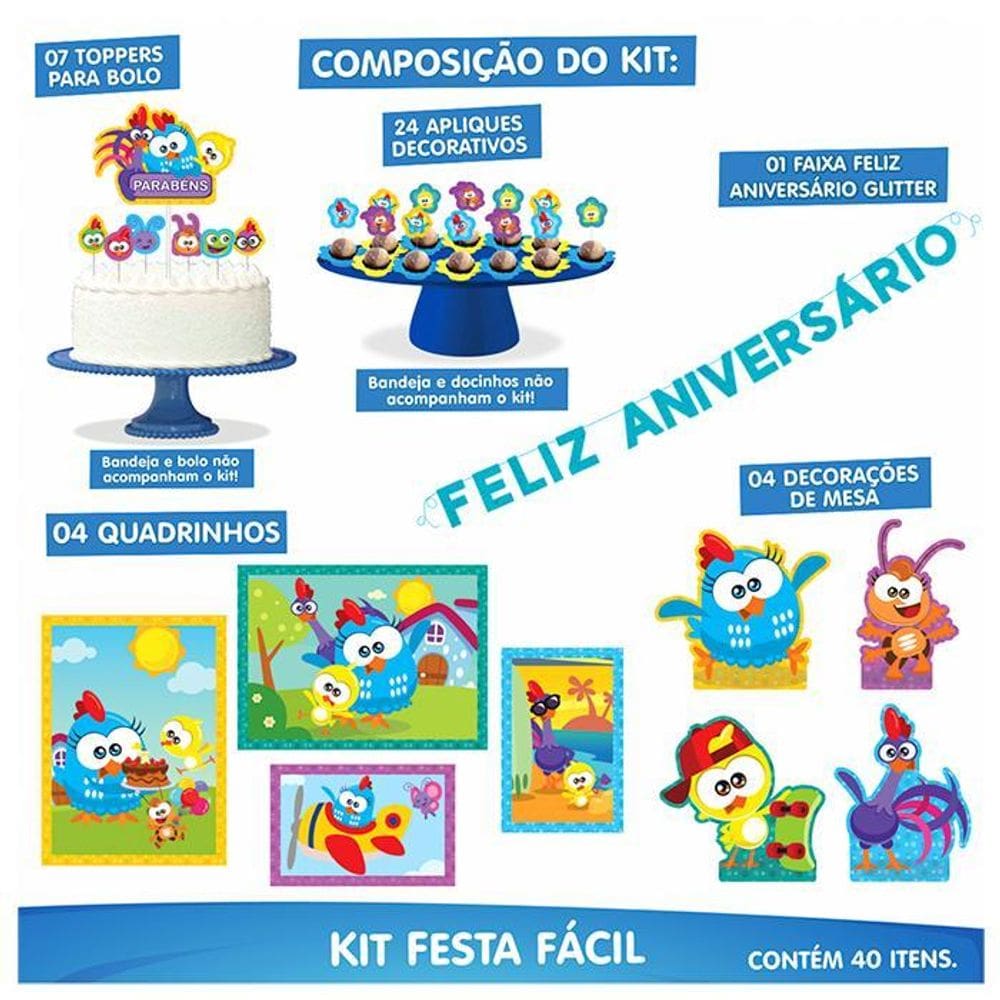 Kit Festa Fácil Aniversário Galinha Pintadinha Mini 40Pçs