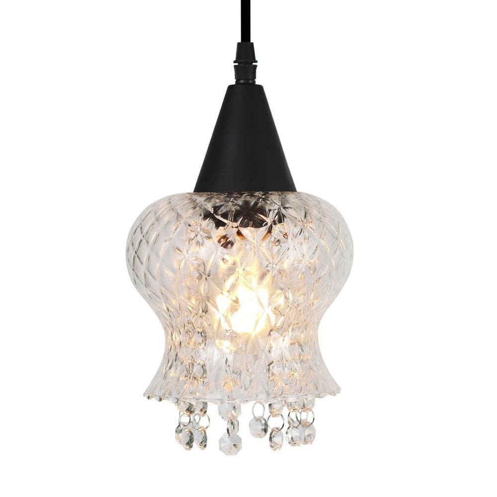 Lustre Pendente Taschibra Cristal Aisha Boreal E27 Preto