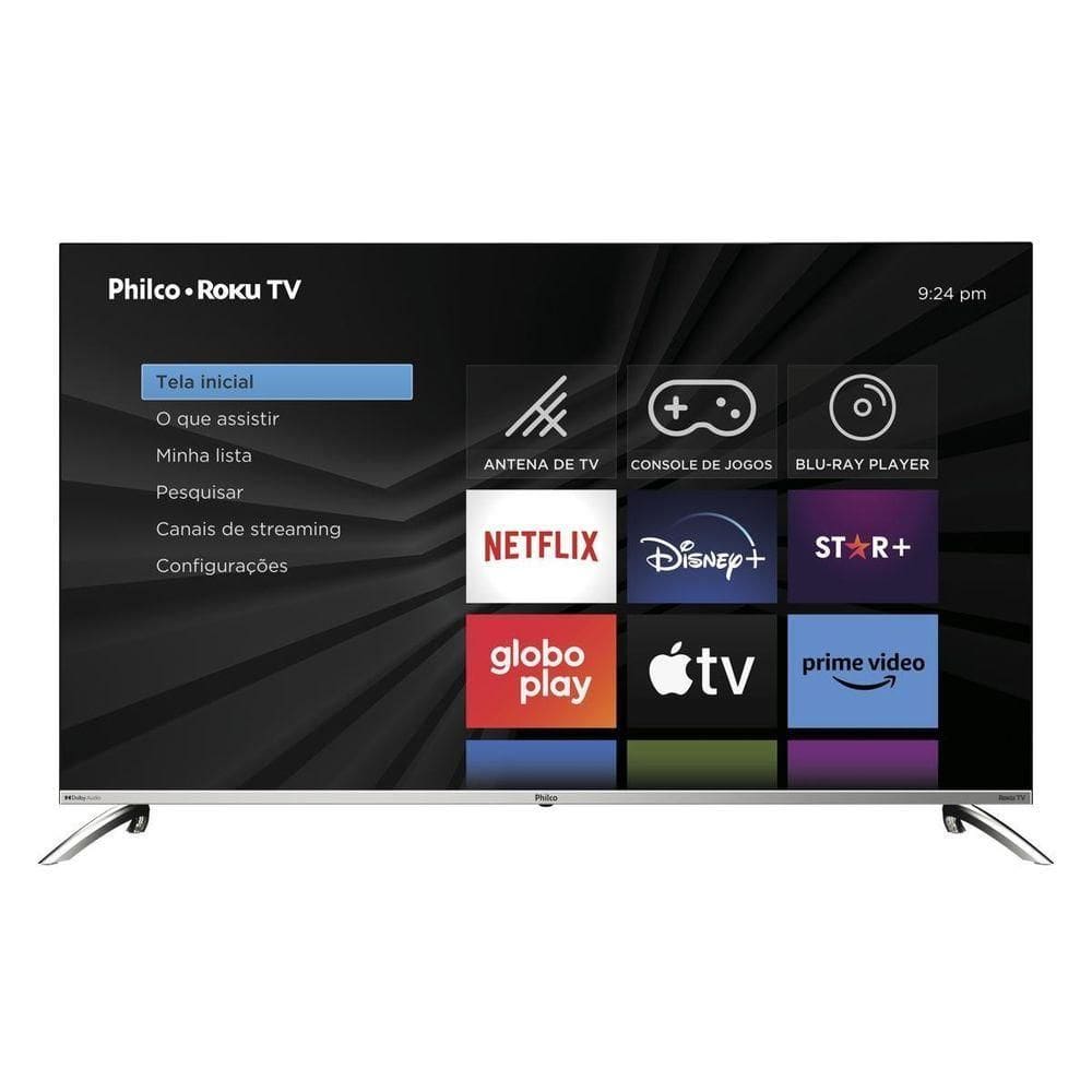 Smart 50” Philco LED 4K Roku Dolby Áudio PTV50G7PR2CSB Bivolt