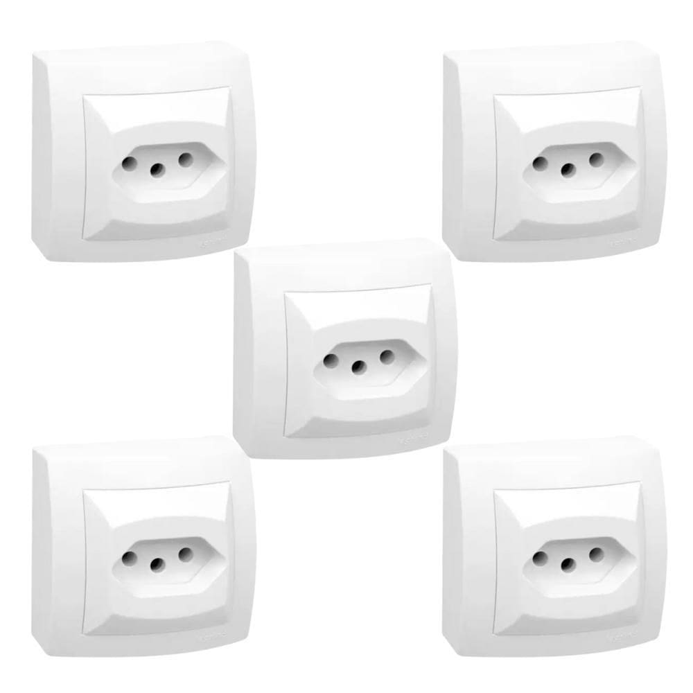 Kit 5 Conjuntos 1 Tomada 10A Branca Pial Sistema X 675060