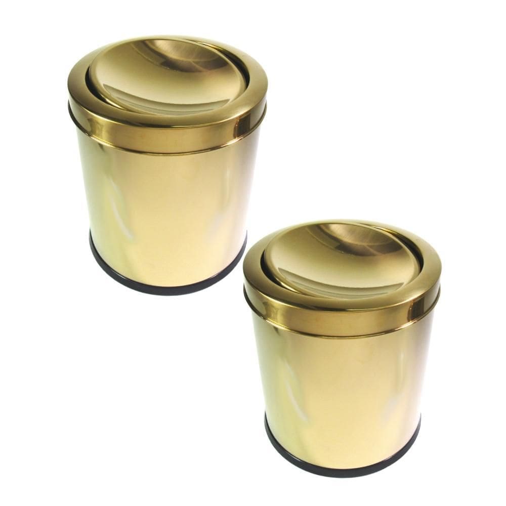 Kit 2 Lixeiras Dourada Aço Inox Basculante 5L Fineza
