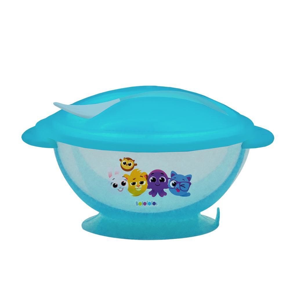Bowl Térmico Com Tampa E Talher 300Ml Azul Bolofofos - Zoop