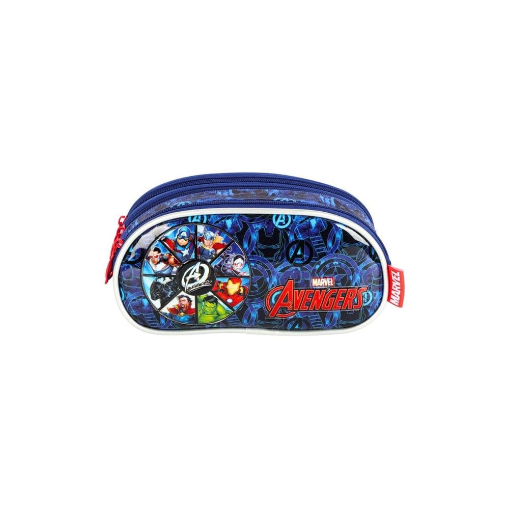 Estojo Escolar Triplo Avengers  - Azul